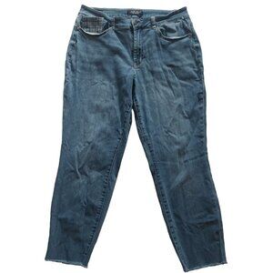 Judy Blue Womens 14W Blue Distressed Denim Jeans Stretchy Slim Fit Casual